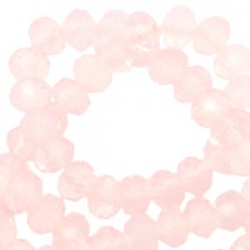 Faceted glass beads 3x2mm disc Crystal coral pink-pearl shine coating